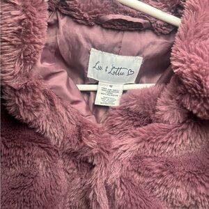 Kids Plush Puffer Jacket in Mauve